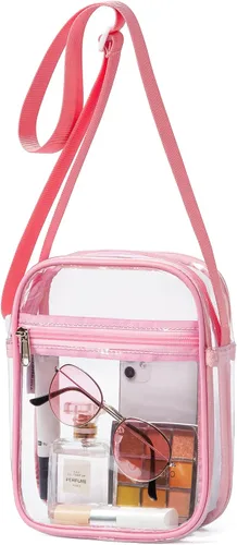 Vista 10 de Vorspack Bolso de PVC aprobado para estadios, bolsa cruzada transparente con bolsillo frontal para conciertos, deportes, festivales