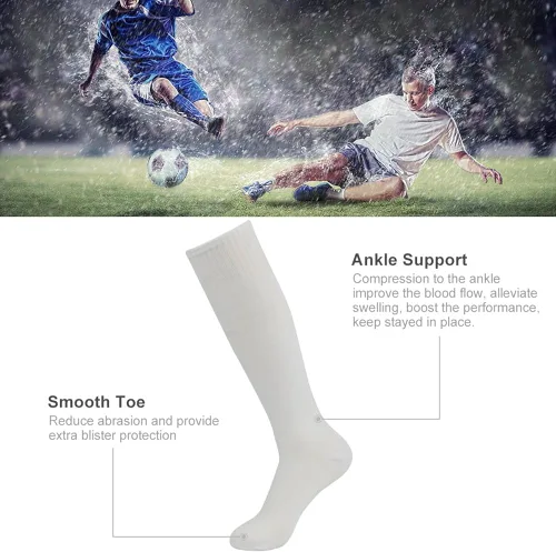 Vista 3 de Three street - Calcetines de fútbol, béisbol, sóftbol, unisex, hasta la rodilla, de compresión, de tubo deportivo, de compresión, 2-10 pares