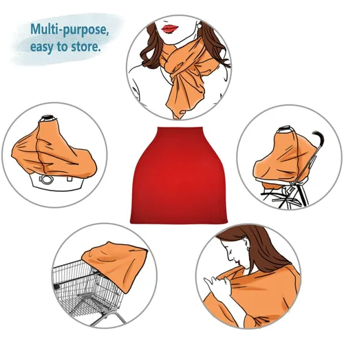 Vista 5 de Moudou Funda de asiento de coche para bebé, color rojo, suave, elástica, cubierta de toldo para asiento de automóvil, funda de lactancia para recién