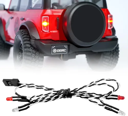 Vista 5 de OGRC - Kit de faros delanteros y luces traseras LED RC para TRX4M 1/18 RC Crawler Car (blanco y rojo)