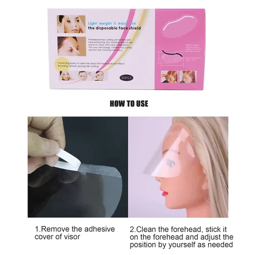 Vista 5 de 50 protectores faciales de ducha, protector facial desechable transparente para ducha, corte de pelo, laca para el cabello y extensiones
