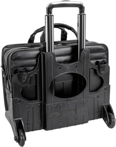 Vista 3 de McKleinUSA, P Series, Franklin, cuero vacuno de grano superior, cuero de 17 pulgadas, maletín para portátil con ruedas desmontables, color negro