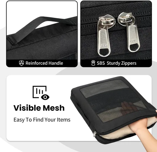 Vista 5 de Juego de 8 juegos6 juegos4 cubos de compresión para viajes, artículos esenciales ligeros de viaje para vacaciones, accesorios de viaje para maleta