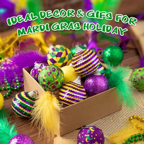 Vista 6 de 16 adornos de bolas de Mardi Gras