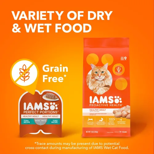 Vista 9 de IAMS Perfect Portions - Paté de comida húmeda para gatos adultos saludables, sin granos, receta de pollo, 2.6 onzas, bandejas gemelas fáciles