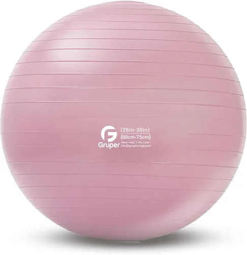 Vista 17 de Gruper Pelota de yoga y pilates, pelota de gimnasio de 4 tamaños para fitness, yoga, entrenamiento, embarazo y terapia física, bomba rápida