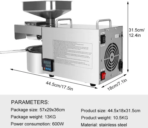 Vista 4 de CGOLDENWALL Máquina de prensa de aceite, prensa de aceite automática, control inteligente de temperatura, extractor de aceite de acero inoxidable