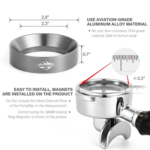 Vista 6 de Embudo dosificador de espresso de 2.283 in Se adapta a todos los portafiltros de espresso de 2.283 in Breville/Rancilio/La Marzocco/etc.