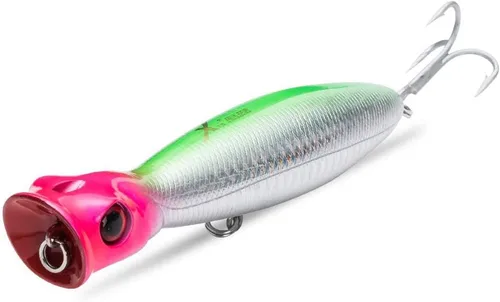 Vista 13 de KINGDOM 5 Colores Big Splash Long Casting Popper Pesca Señuelos 9.5/16/1.27 oz Flotante Agua Pesca Plugs 80/100/5.118 in Ruido Mejorado 3D Simulado