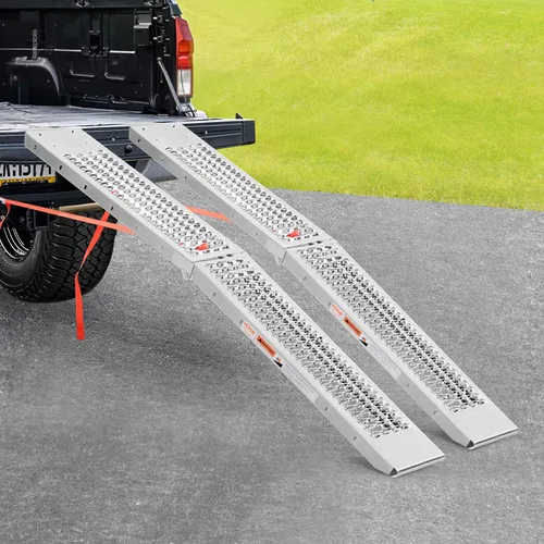 Vista 8 de VEVOR Rampas de acero, 1000 libras, 2 rampas resistentes con superficie de rampa más ancha, rampa de carga estable universal con asas, apta