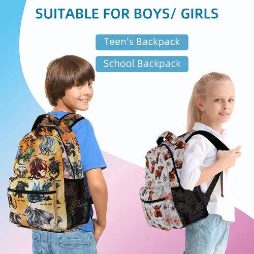 Vista 6 de Mochila para niñas y niños, bolsas de libros de escuela secundaria primaria para adolescentes y niños, mochilas grandes para laptop de viaje