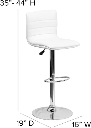 Vista 31 de Flash Funiture silla de bar ajustable con base cromada, Vinilo, Gris