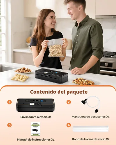 Vista 8 de Sellador al vacío para alimentos, máquina selladora al vacío de ahorro de alimentos de 95 kPa, sellado rápido de 135 W con cortador de desgarro