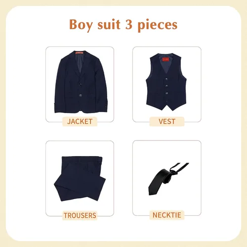 Vista 3 de PLAVICT Trajes de niño de 5 piezas, cintura ajustable, conjunto formal para niños