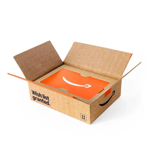 Vista 6 de Tarjeta de regalo de Amazon.com en varias cajas de regalo. Gift Box Mini Amazon Box - Wish List Granted