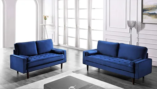 Vista 49 de Container Furniture - Sofá de piel sintética para la sala de estar moderna con cojines extraíbles y patas de madera maciza, sofá estilo lujoso