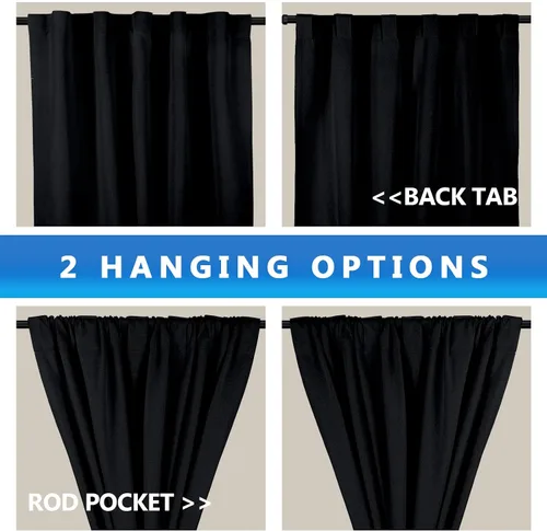 Vista 4 de Cortinas opacas 100% de lino para dormitorio, cortinas para oscurecer la habitación con pestaña trasera/bolsillo para barra, cortinas opacas