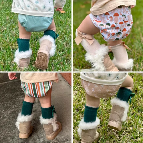 Vista 8 de Mama Koala Fundas de pañales de tela ajustables reutilizables con doble refuerzo para niñas y niños, cierre a presión, talla M (papilla vibrante-M)