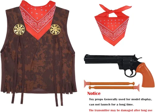 Vista 3 de TOGROP Cowboy Costume for Boys Kids Cowgirl Police Dress Up Party Cosplay 3-10 Years
