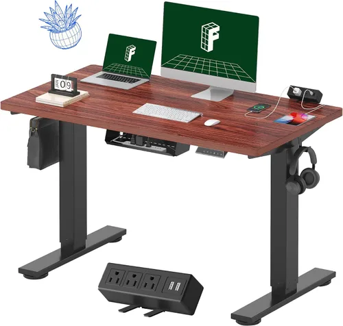 Vista 14 de FLEXISPOT EN2 Escritorio de pie de una pieza completa con regleta de alimentación de abrazadera, escritorio eléctrico de altura ajustable de 40 x 24