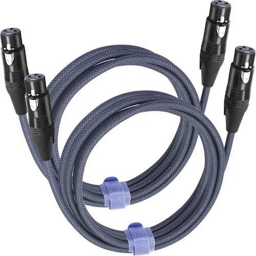 Vista 16 de Paquete de 2 cables de audio de equilibrio de 3 pines hembra a hembra, cables de conexión de micrófono de 3 pines, cables de conexión XLR hembra DMX