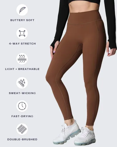 Vista 144 de Aoxjox Trinity - Pantalones de yoga de cintura alta con bolsillos para mujer, control de abdomen, cintura cruzada, leggings de entrenamiento suaves