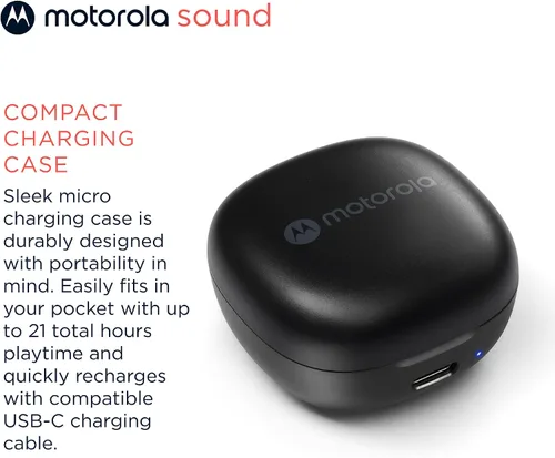 Vista 4 de Motorola Moto Buds 105 - Auriculares inalámbricos Bluetooth con cancelación de ruido ambiental con control táctil y funda de micro carga, IPX5