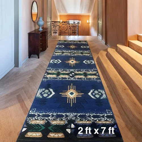 Vista 75 de YHSF South West - alfombra estilo nativo americano del suroeste C318 - fácil de limpiar, gruesa, suave, duradera, alfombra inspirada en tribus