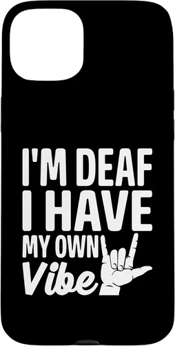 Vista 9 de Funda para iPhone 17 con texto en inglés «Sordo» con texto en inglés «Sordo» con texto «I'm Deaf. I Have My Own Vibe»