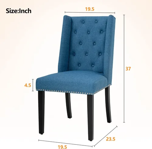 Vista 3 de FDW Juego de 2 sillas de comedor modernas con respaldo, sillas de comedor con retrasos de madera para cocina, comedor, sala de estar