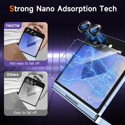Vista 4 de YWXTW EZ Alignment - Protector de pantalla para Samsung Galaxy Z Flip 6/Z Flip 7 FE, 2 protectores de pantalla de vidrio templado frontal + 1 juego
