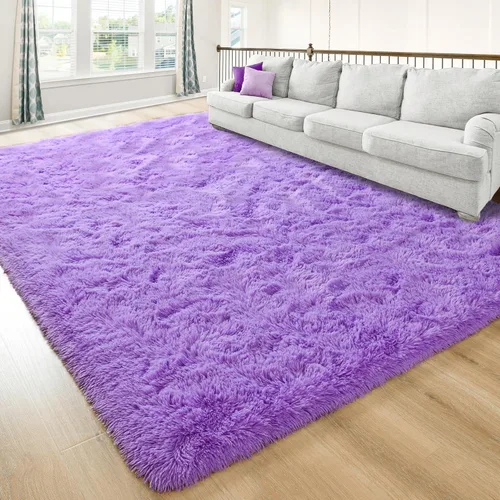 Vista 17 de junovo Alfombra de área lavable y antideslizante, alfombras de área pequeñas y esponjosas, alfombra peluda para sala de estar, alfombra suave
