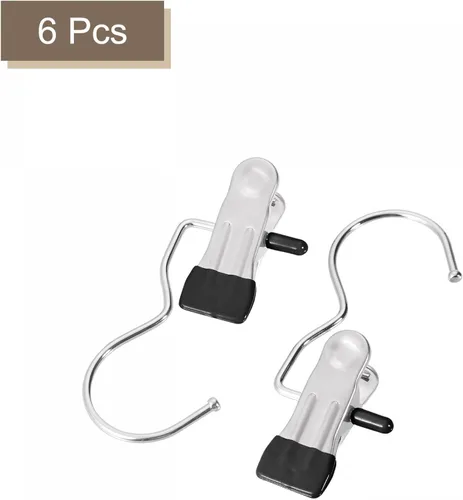 Vista 3 de uxcell Clips de lavandería con gancho, perchas de metal para botas cromadas, color negro, 4.488 in, 6