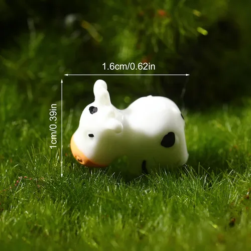 Vista 3 de Fuyamp 100 mini figuras de vaca de resina, bonitos adornos de musgo en miniatura de hada para exteriores, accesorios de adorno de paisaje de jardín
