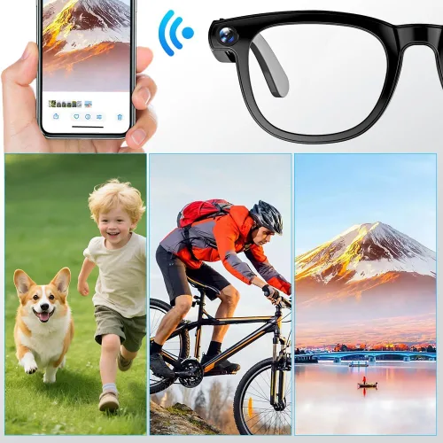 Vista 9 de Padmate Viewmate - Lentes inteligentes AI con cámara, grabación HD 1080P y control de voz, lentes de traducción Bluetooth con 164 idiomas