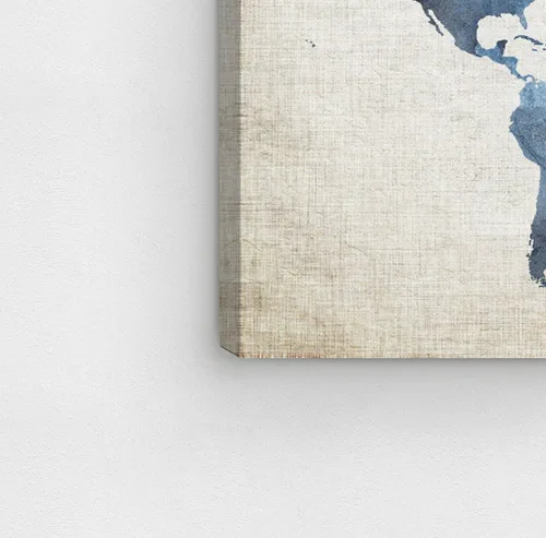 Vista 6 de Mapas y banderas - Lienzo decorativo para pared, diseño de mapas, mapas, mapas, 54 x 36 pulgadas, azul, marrón