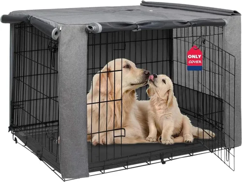Vista 27 de HiCaptain Funda para Jaula de Perro 24.0" L x 18.0" A x 20.0" Al con Malla Transpirable, Funda para Perrera Duradera Heavy Duty, Paneles con Doble