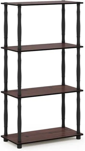 Vista 110 de Furinno Turn-N-Tube - Estantes de almacenamiento, estante para libros de 3 niveles, estante esquinero, estantes abiertos sin herramientas