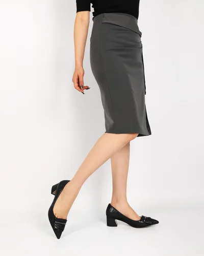 Vista 4 de YODEKS Zapatos de tacón grueso para mujer, tacón de bloque bajo, punta puntiaguda, zapatos de tacón para el trabajo, casual, vida diaria, fiesta