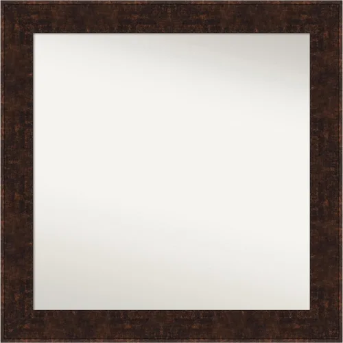 Vista 215 de Amanti Art Espejo de baño de bronce para sobre fregadero, 24 x 24 pulgadas, espejo de tocador cuadrado estrecho de bronce Manhattan, marco de madera