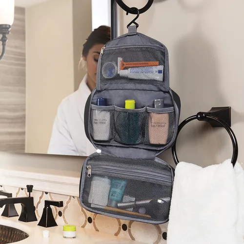 Vista 5 de Travelon Kit de aseo compacto para colgar, Negro, Tamaño único