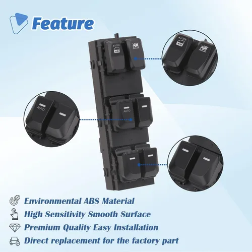 Vista 6 de Master - Interruptor de ventana eléctrica para Hyundai Tucson 93571-2S000 2010-2015 Control lateral delantero izquierdo del conductor, reemplaza