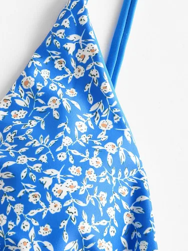 Vista 5 de ZAFUL - Bikini triangular y floral con cordones para mujer, traje de baño de 2 piezas
