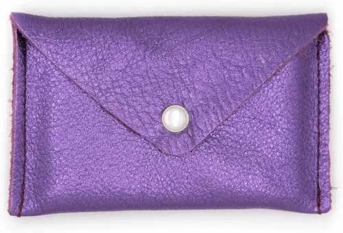 Vista 14 de Funda de cuero para tarjetas Mini cartera con broche de perlas - Hecho en los Estados Unidos
