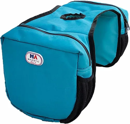 Vista 6 de Majestic Ally Bolsa de Cuerno Económica Aislada para Silla de Montar Western para Montar a Caballo con Prácticos Bolsillos de Malla