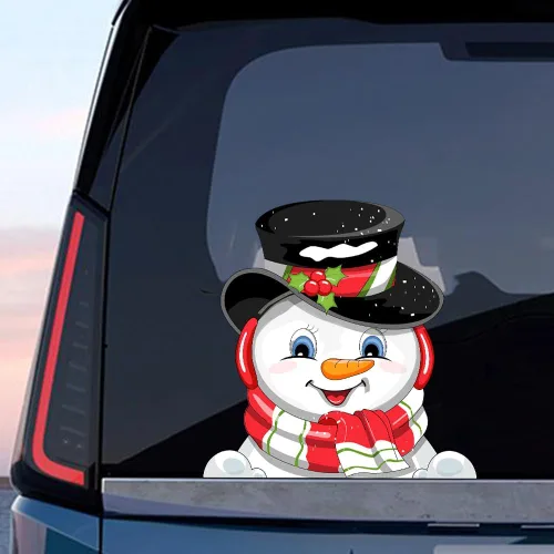 Vista 42 de Pegatina Navideña de Papá Noel Asomado, Lindas Pegatinas de Venado y Muñeco de Nieve para Ventana, Adhesivos para Parachoques de Coche, Adornos