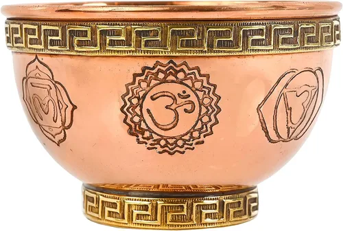 Vista 5 de Flower of Life - Cuenco de cobre de 3 pulgadas, ideal para uso en altar y ritual, quemador de incienso, cuenco para manchas, decoración - New Age