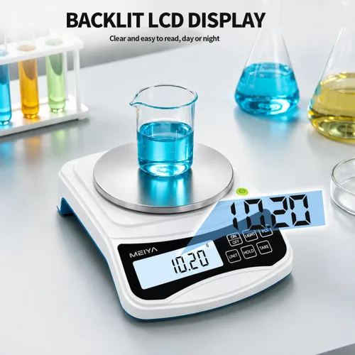 Vista 7 de MEIYA Báscula digital de laboratorio, 35.27 oz por 0.00 oz de precisión de escala, báscula electrónica multifunción de alta precisión