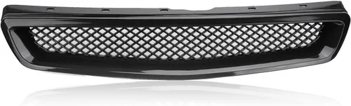 Vista 6 de Rejilla de parachoques delantero compatible con 1999-2000 para Civic Coupe/Sedán JDM Tipo R ABS Malla negra Parte de repuesto de protector