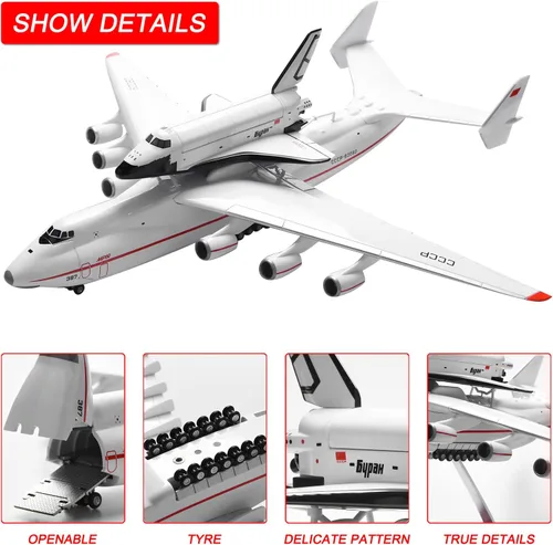 Vista 3 de Escala 1:200 An-225 ANTONOV que lleva con espacialeshuttle BURAN Resina Aviones Modelo Diecast para Colección